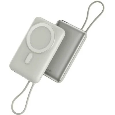 Bazic Gopower Fusion Mag 10K, Magsafe Powerbank With Built-In Usb-C Cable - Pebble